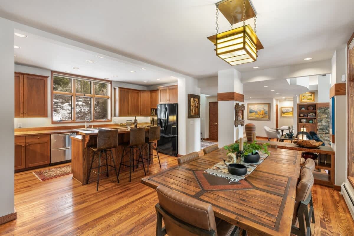 Open kitchen and dining area.
