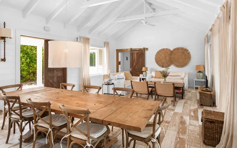 Rustic dining and living area.