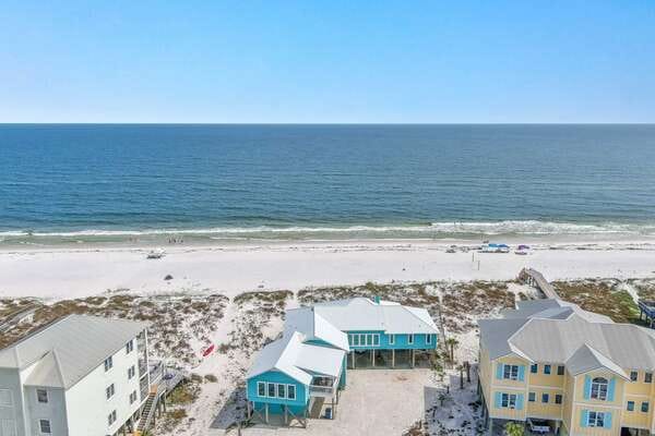 Beachfront houses and ocean view.