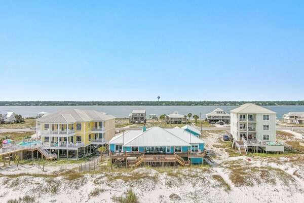 Beachfront houses with ocean view.