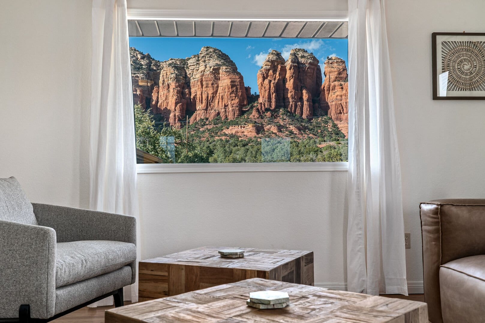 Living room with mountain view.