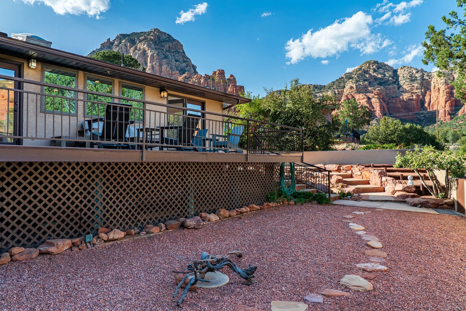 House with mountain background view.