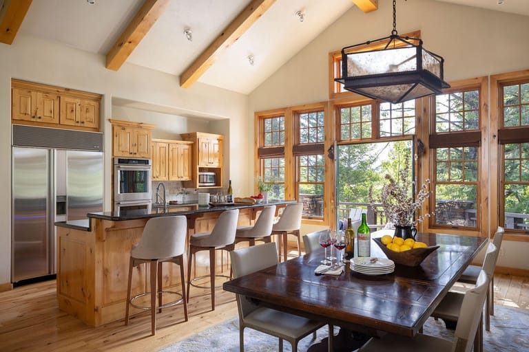 Spacious kitchen and dining area.