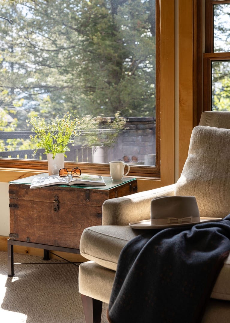 Cozy nook with chair, window.