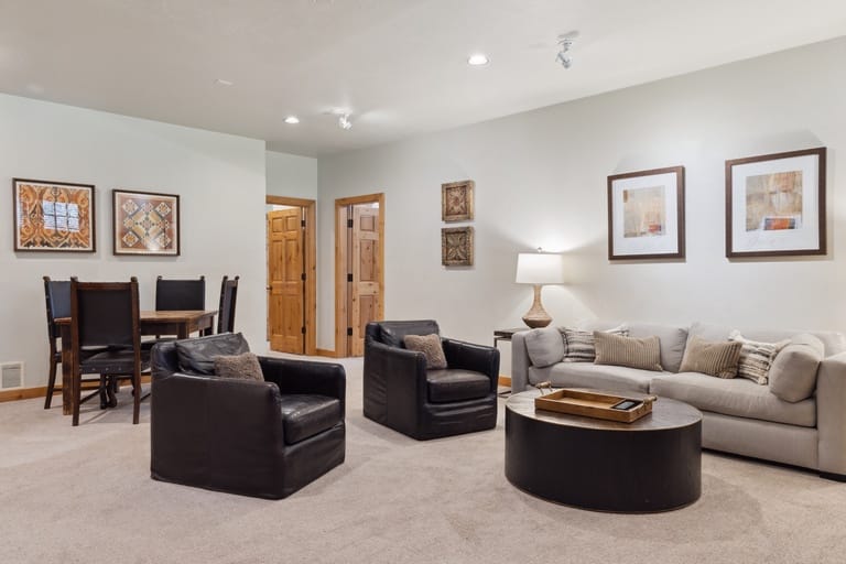 Modern living room and dining area.