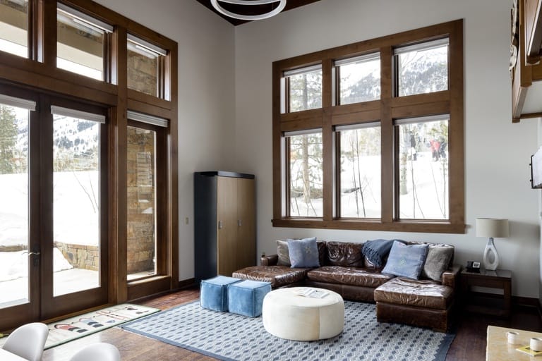 Cozy living room with large windows.
