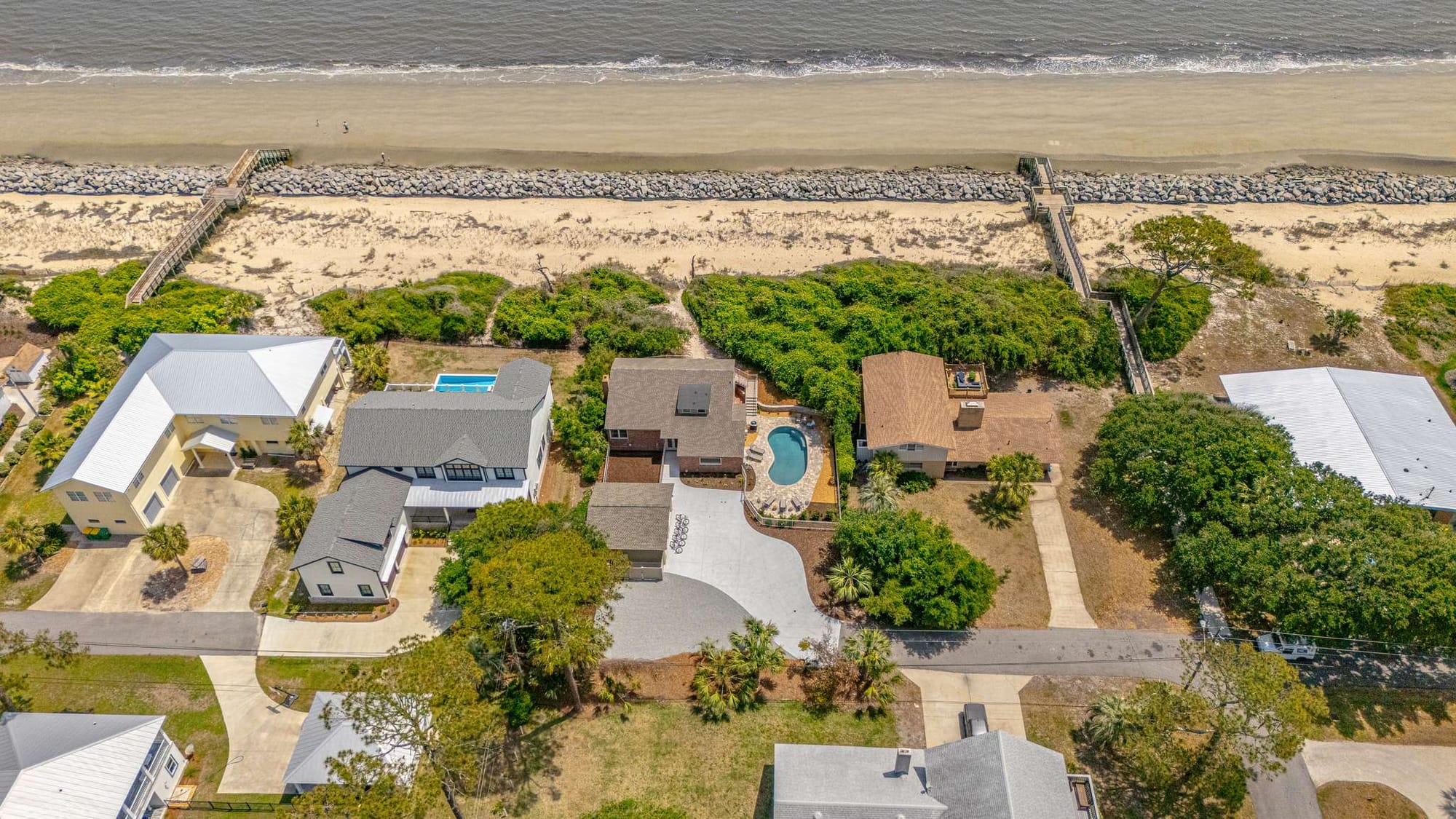 Coastal houses with beach access.