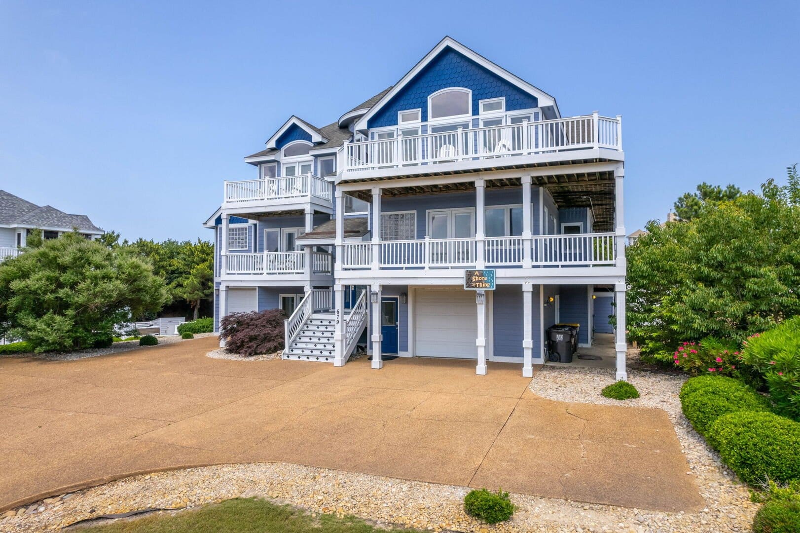 Blue and white beach house.