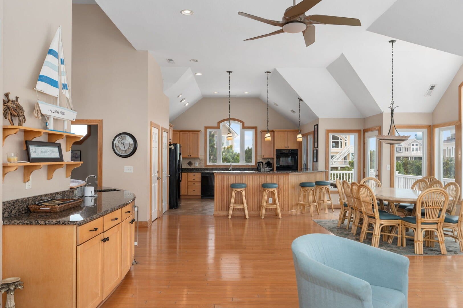 Spacious kitchen and dining area.