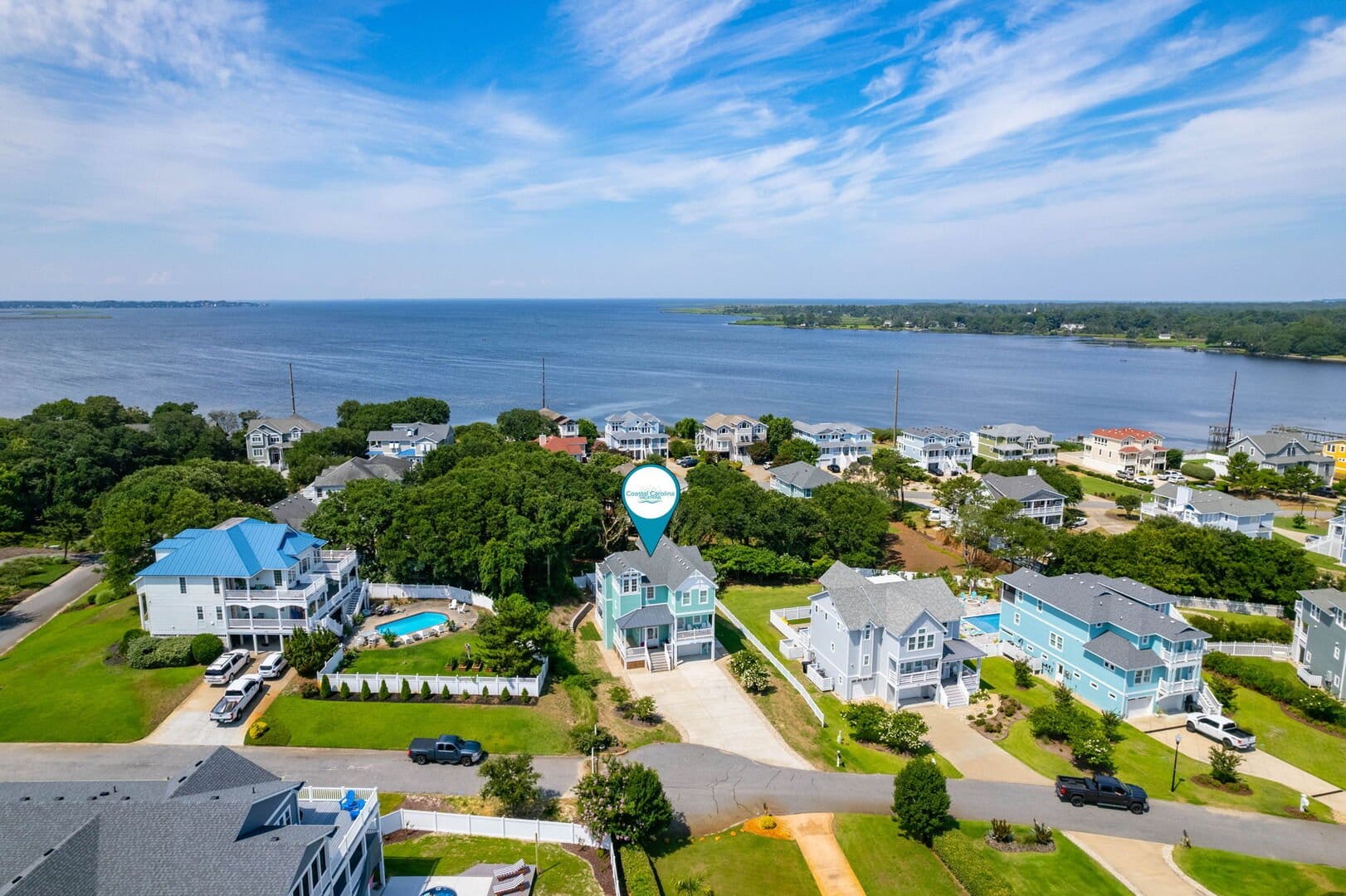 Coastal neighborhood with ocean view.