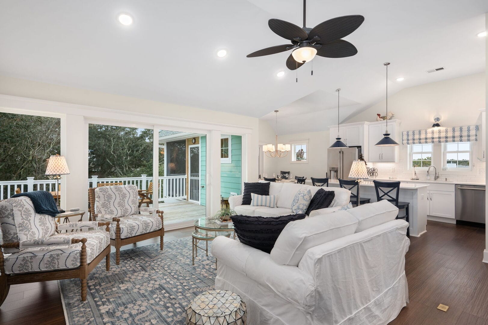 Open-concept living room and kitchen.