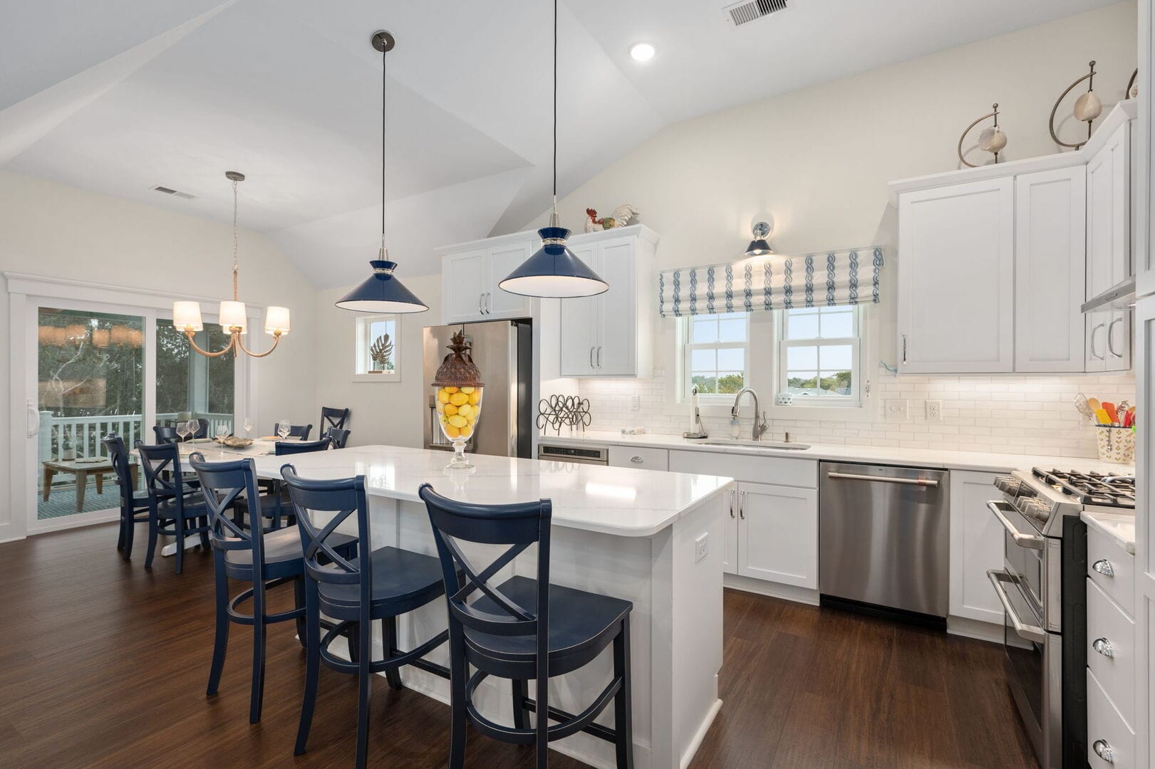 Modern kitchen with white cabinetry.