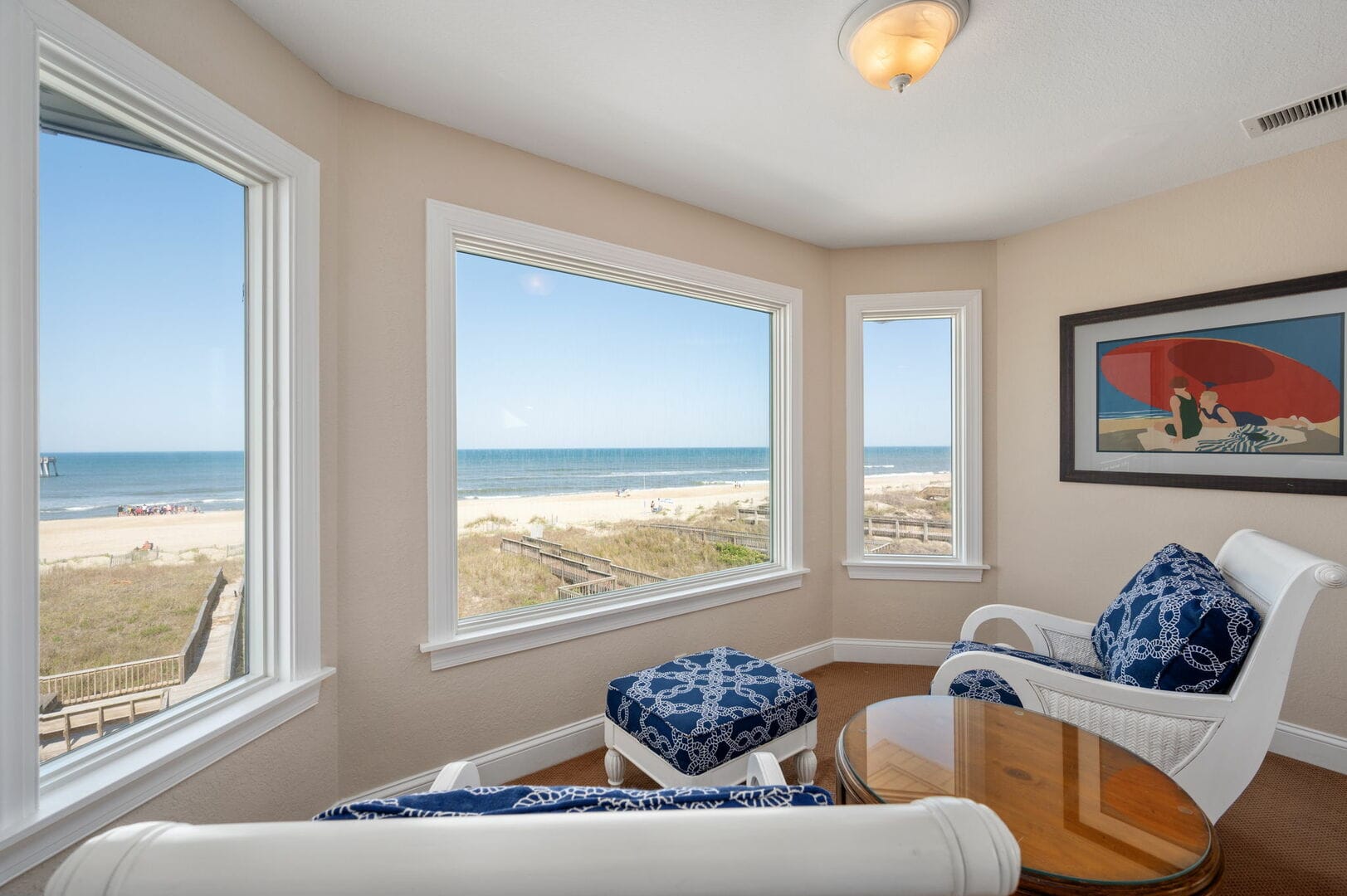 Cozy room with beach view.