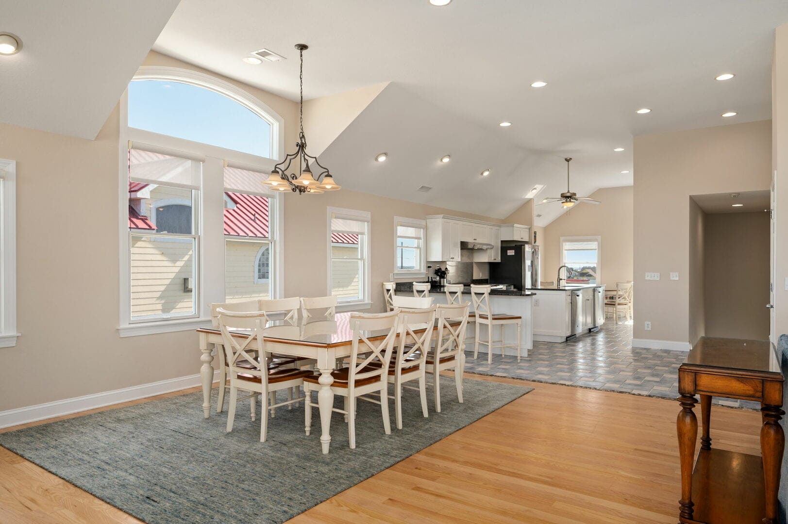 Open kitchen and dining area.