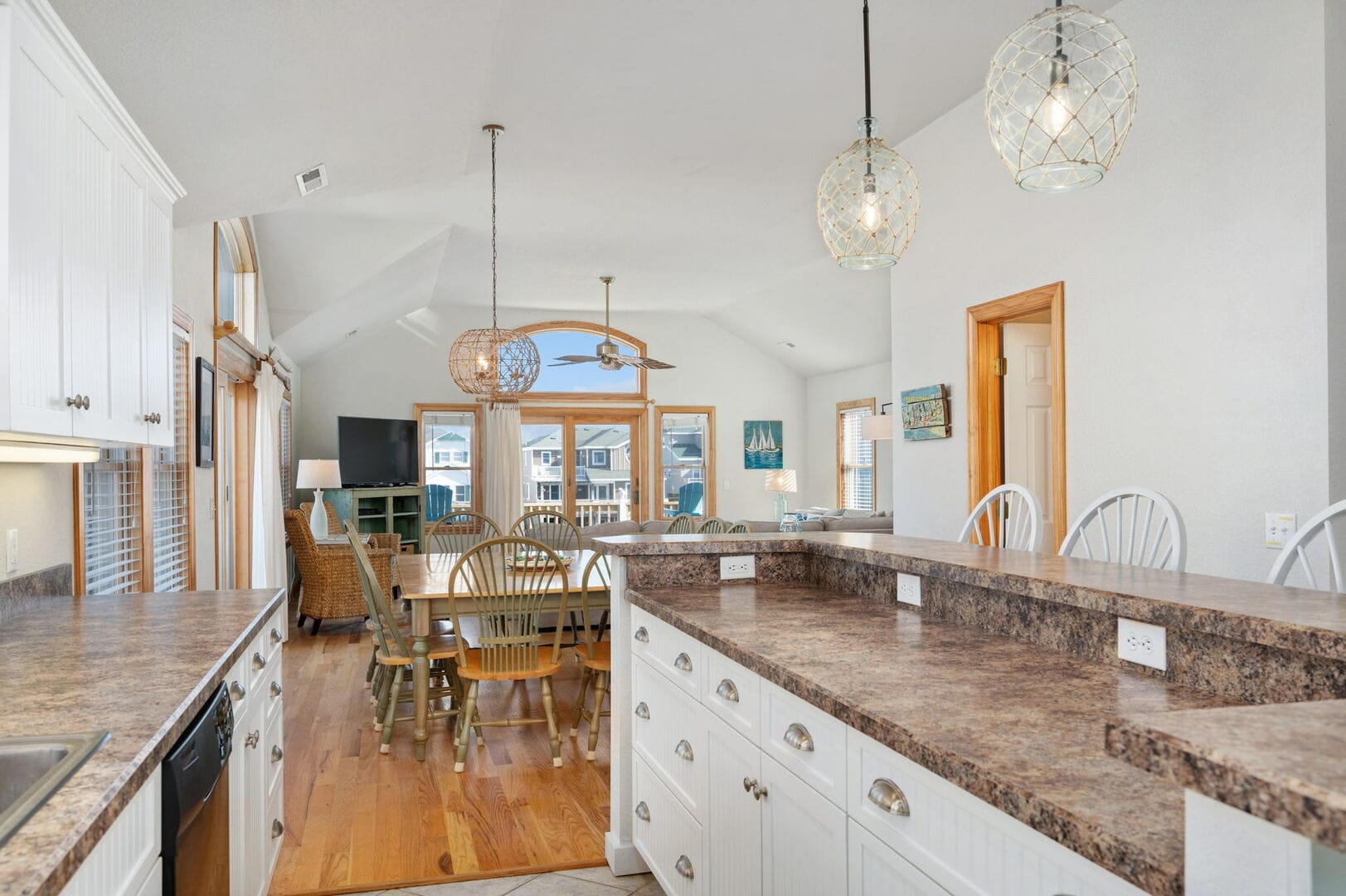 Open kitchen and dining area.