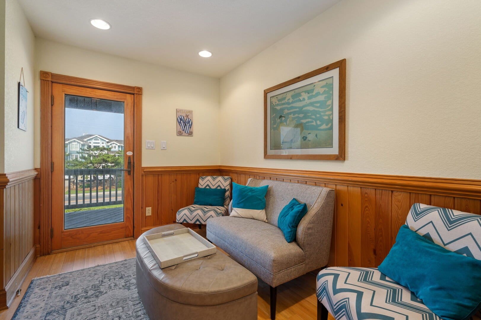 Cozy sitting area with decor.