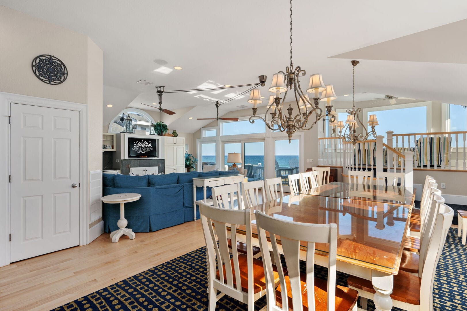 Spacious dining and living area.
