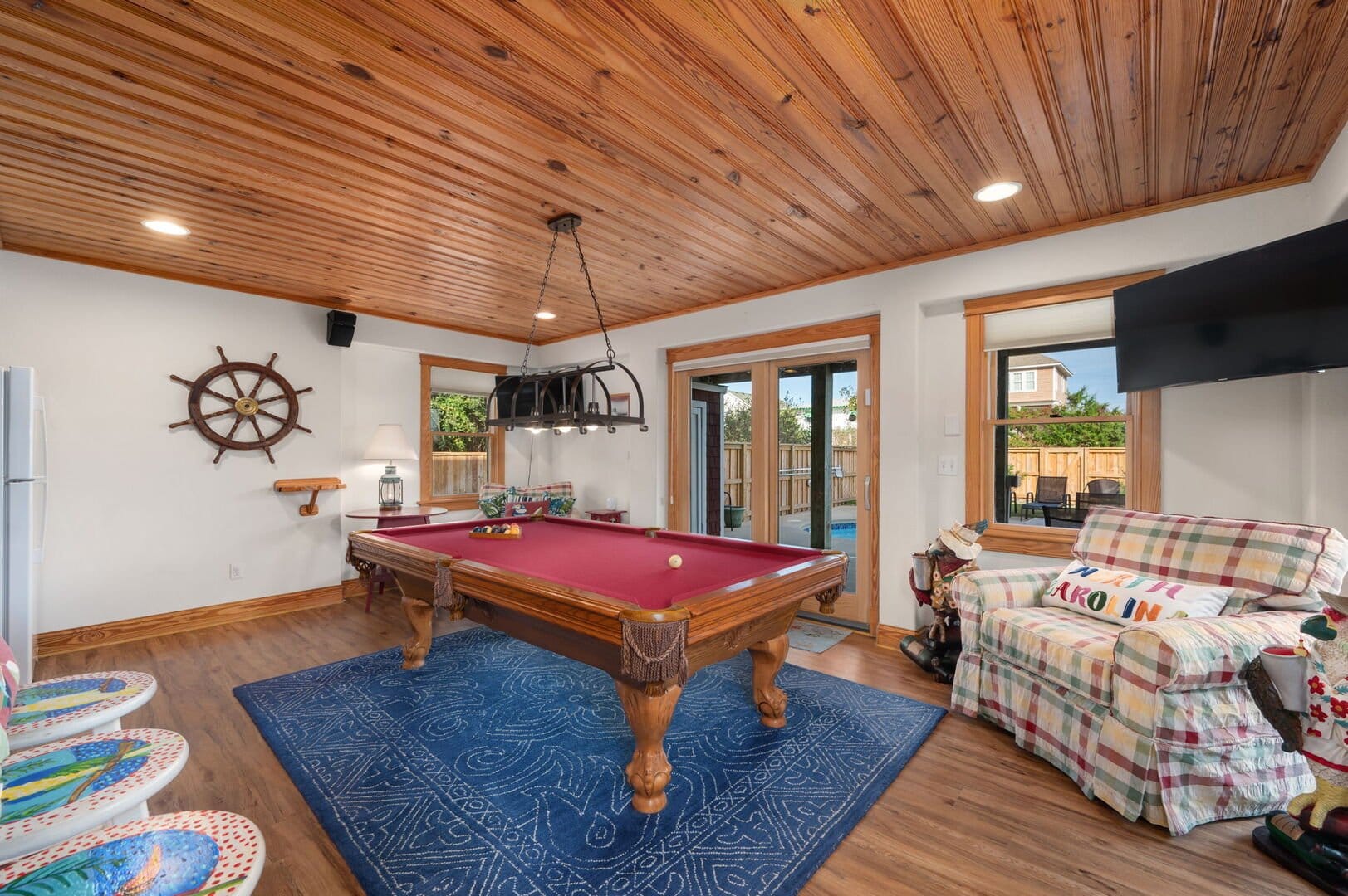 Cozy room with pool table.