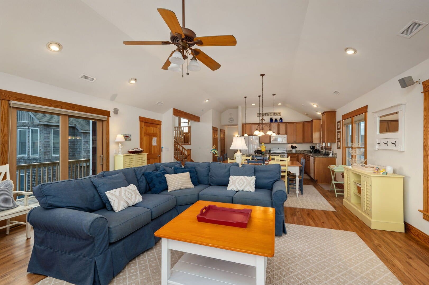 Open-plan living room and kitchen.