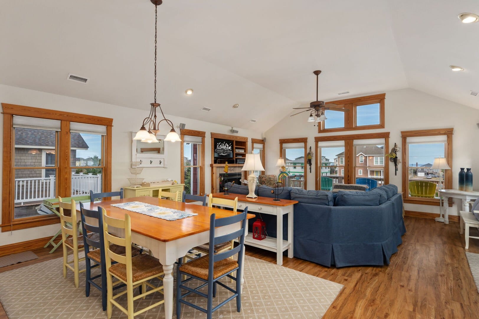 Open-concept living and dining area.