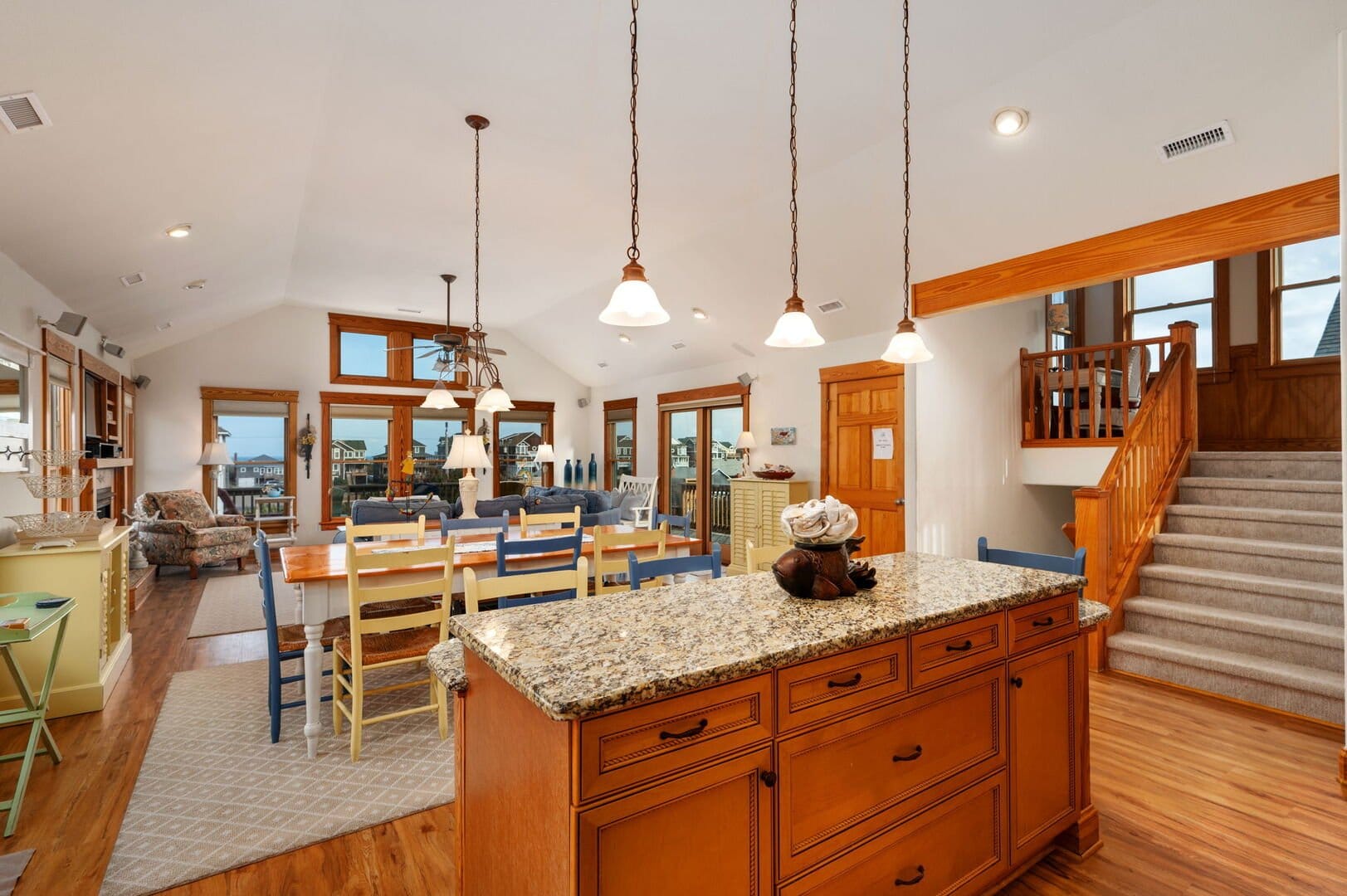 Open-concept kitchen and living area.