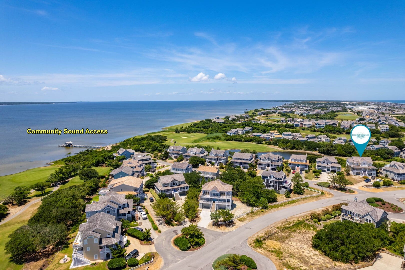 Coastal community near body of water.