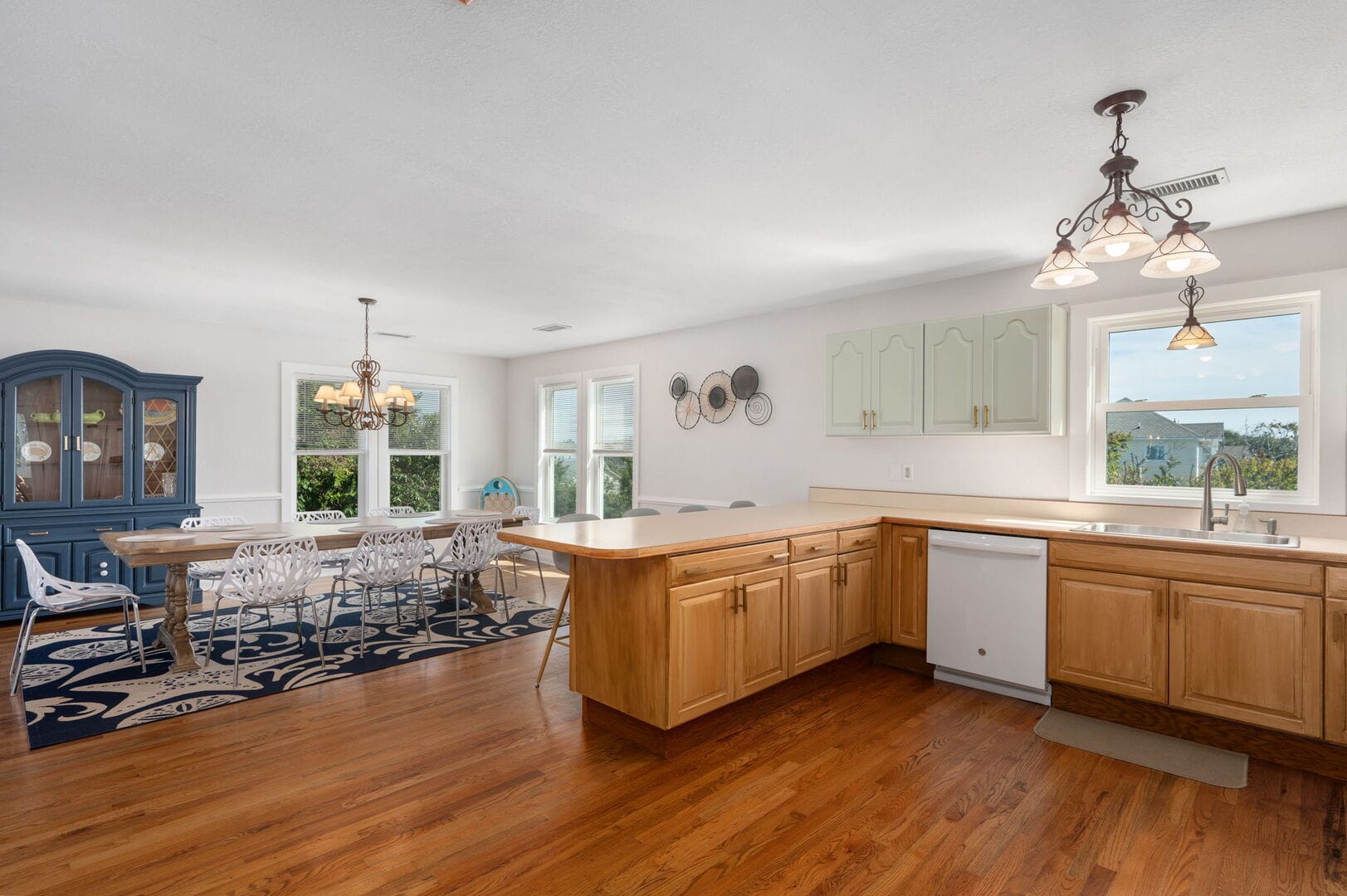 Spacious kitchen and dining area.