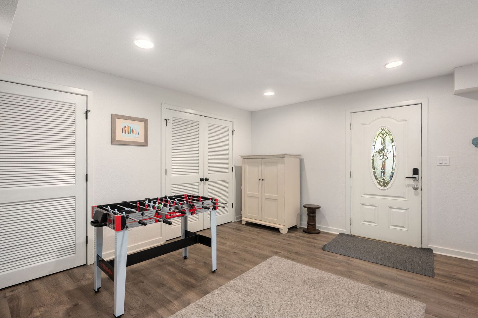 Foosball table in modern room.