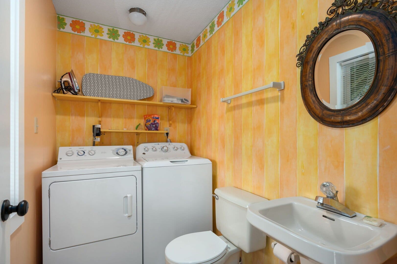Laundry room with washer and dryer.