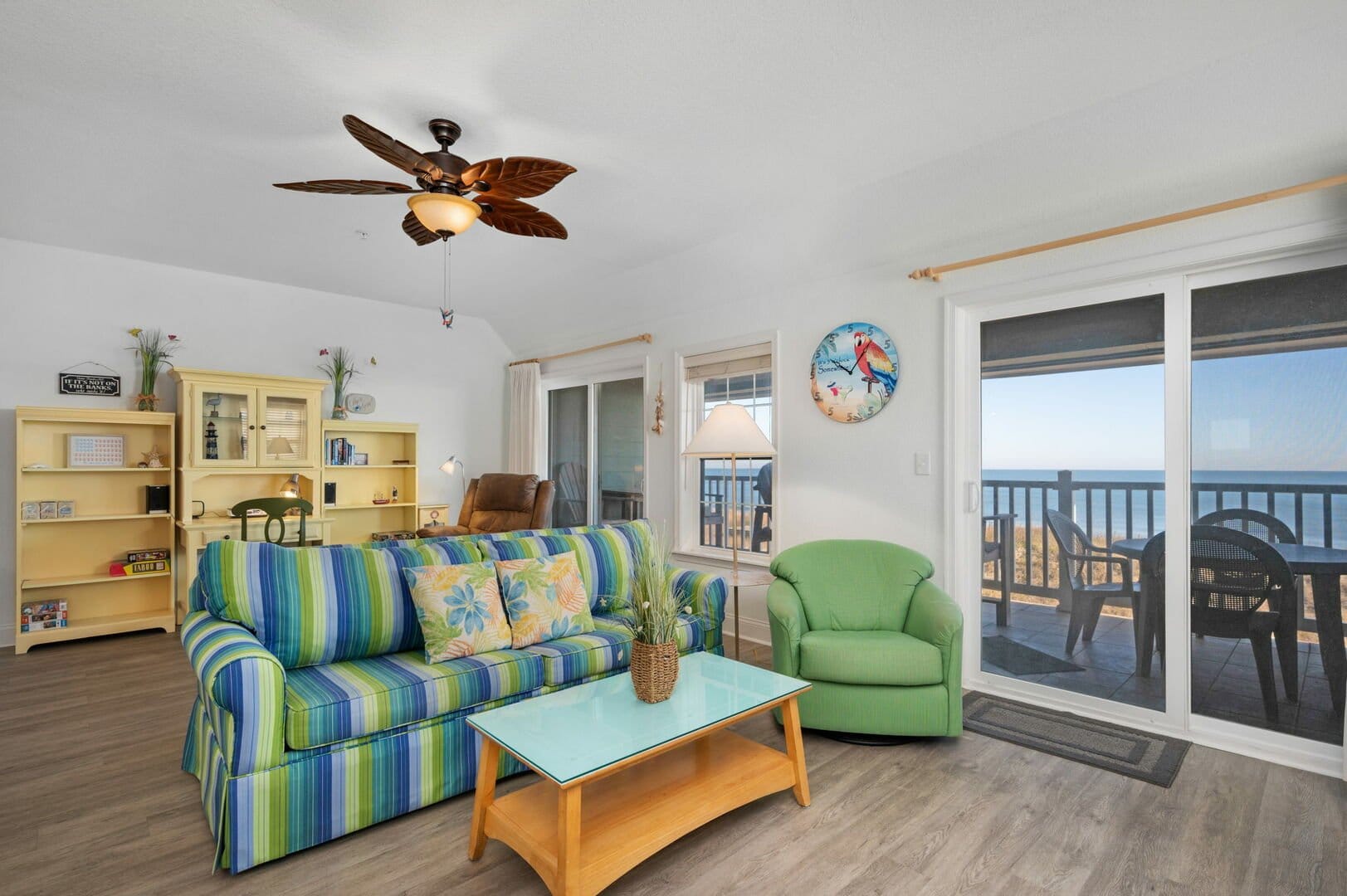 Cozy living room with ocean view.