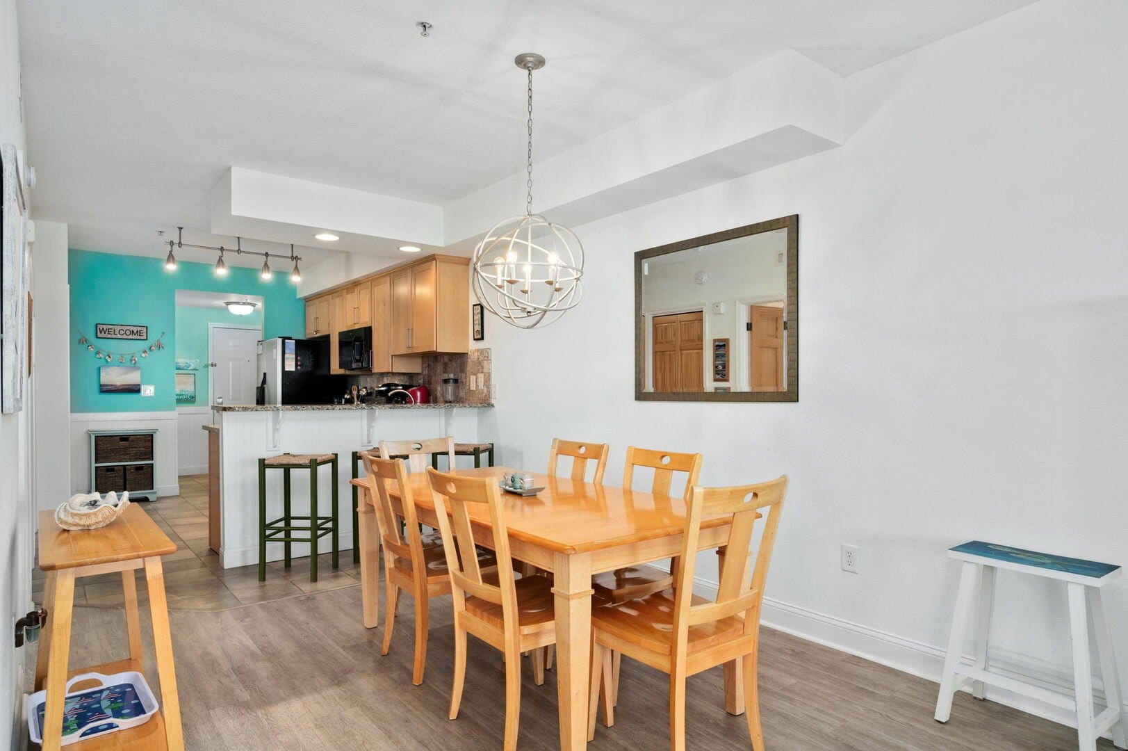 Dining area and kitchen view.