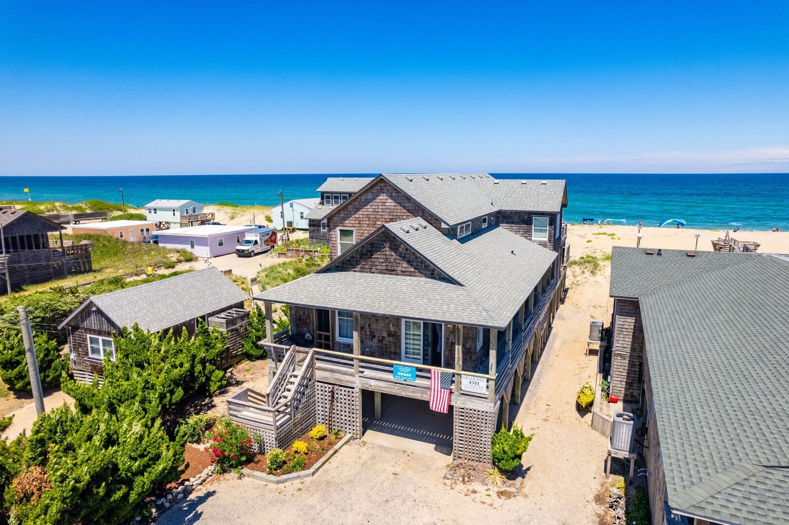 Beachfront houses with ocean view.