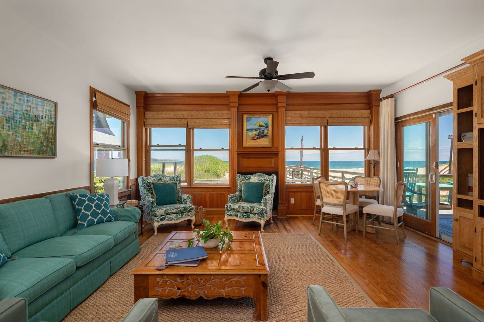 Cozy beach house living room.