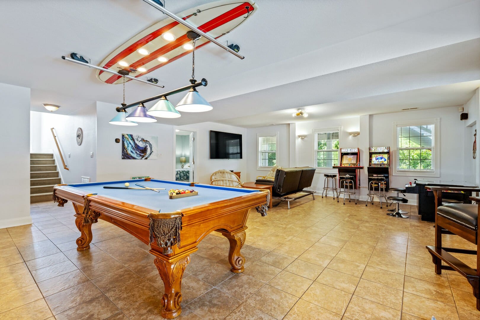 Game room with pool table.