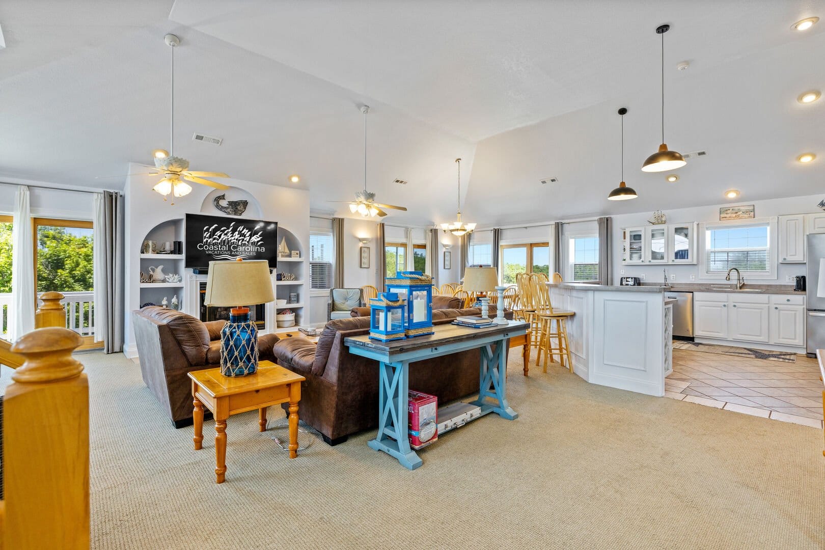 Open-concept living and kitchen area.