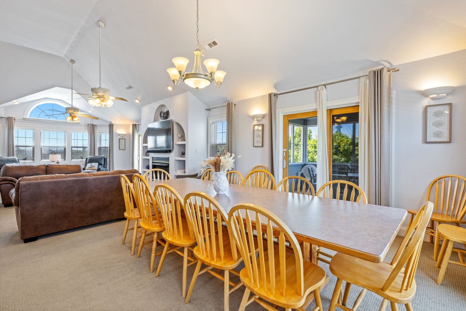 Spacious dining and living area.
