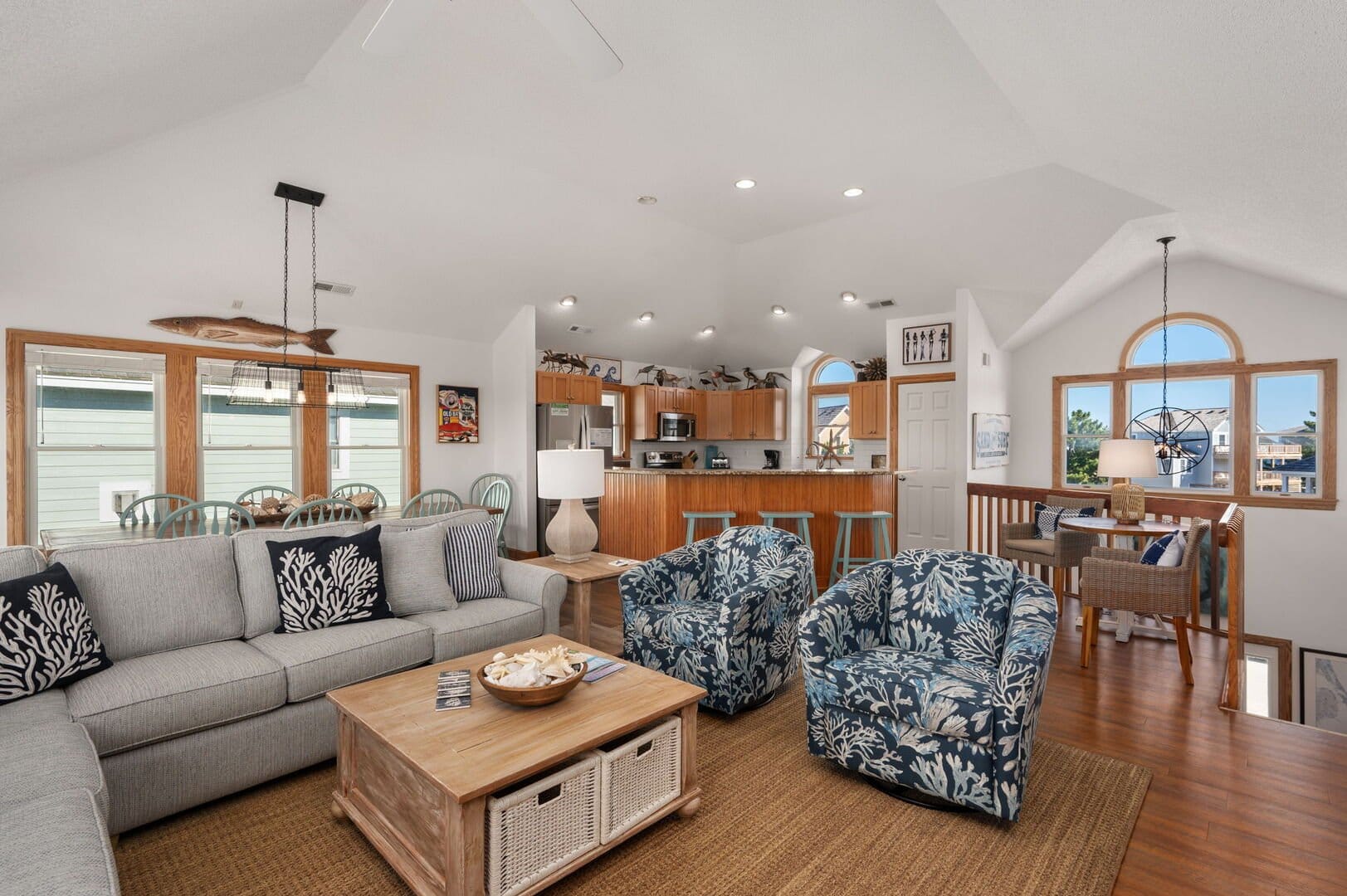 Open-concept living room and kitchen.