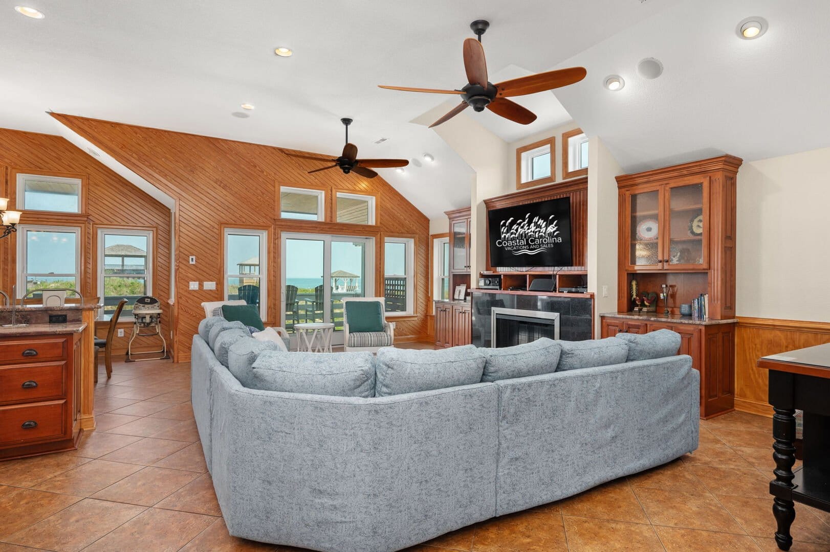 Living room with large sofa.