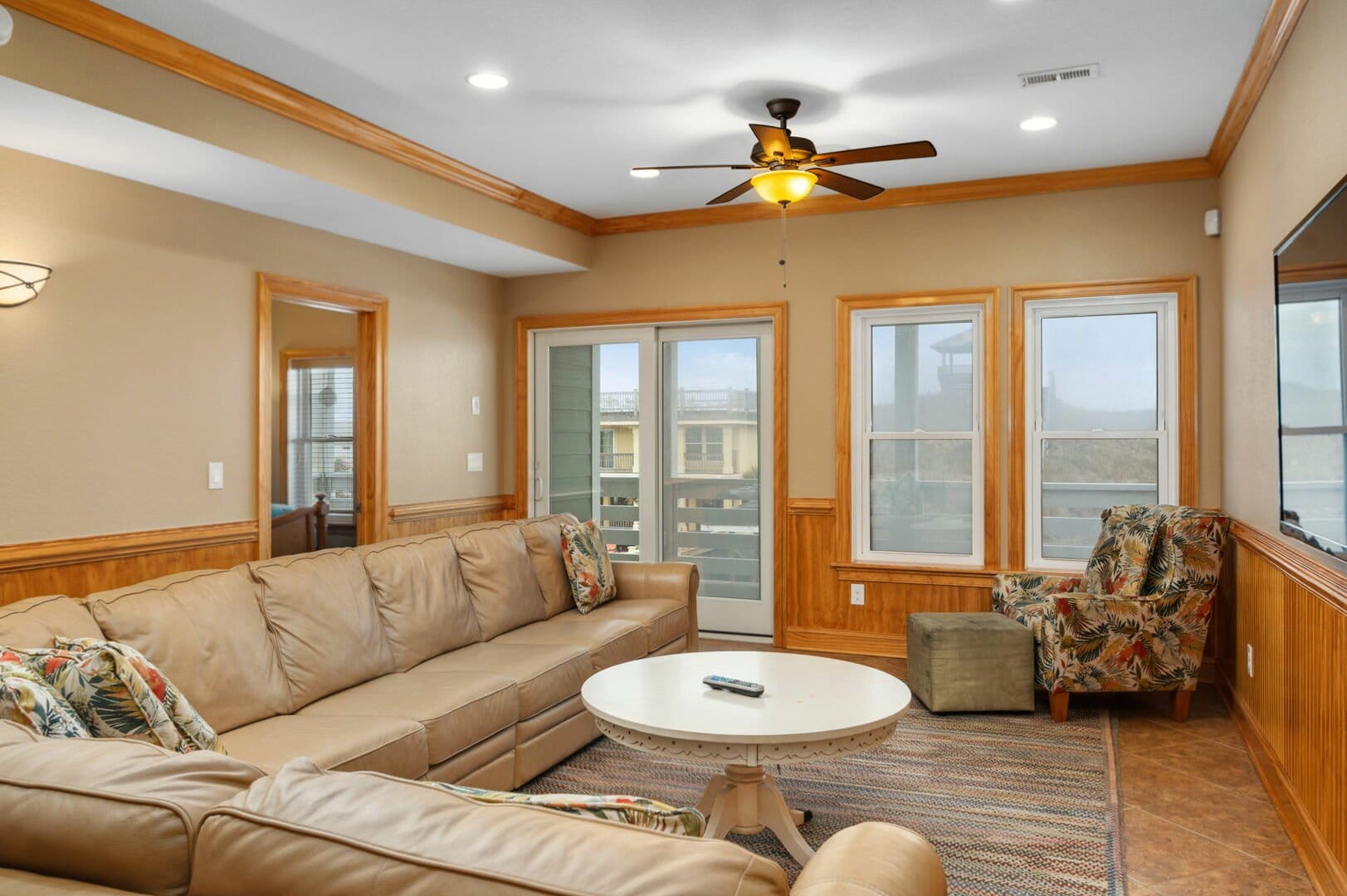Cozy living room with sectional sofa.