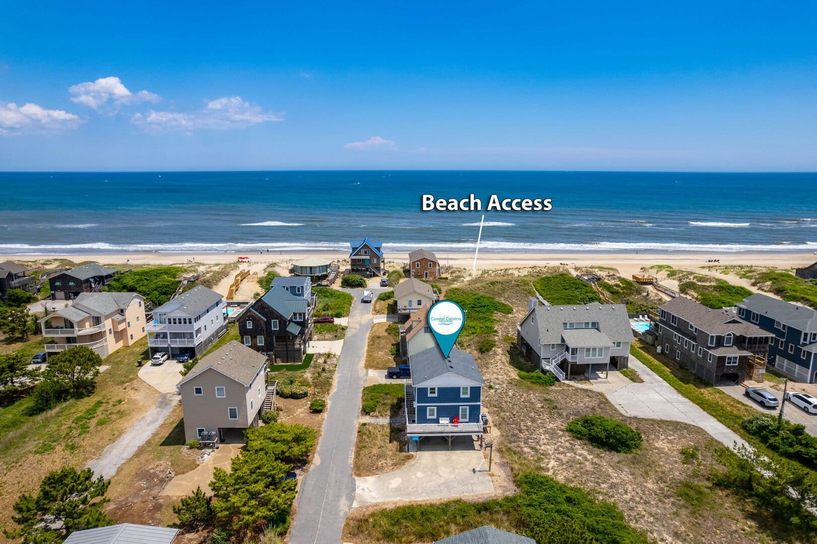 Beach houses with ocean access.