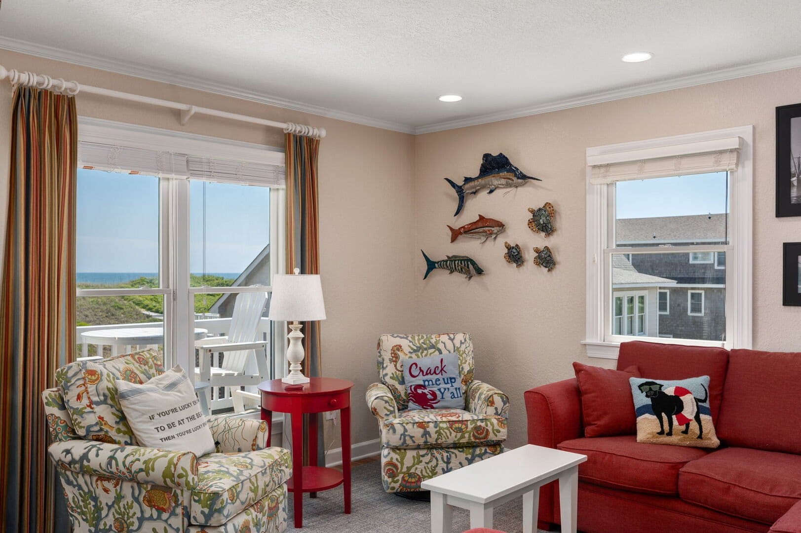 Cozy beach-themed living room.
