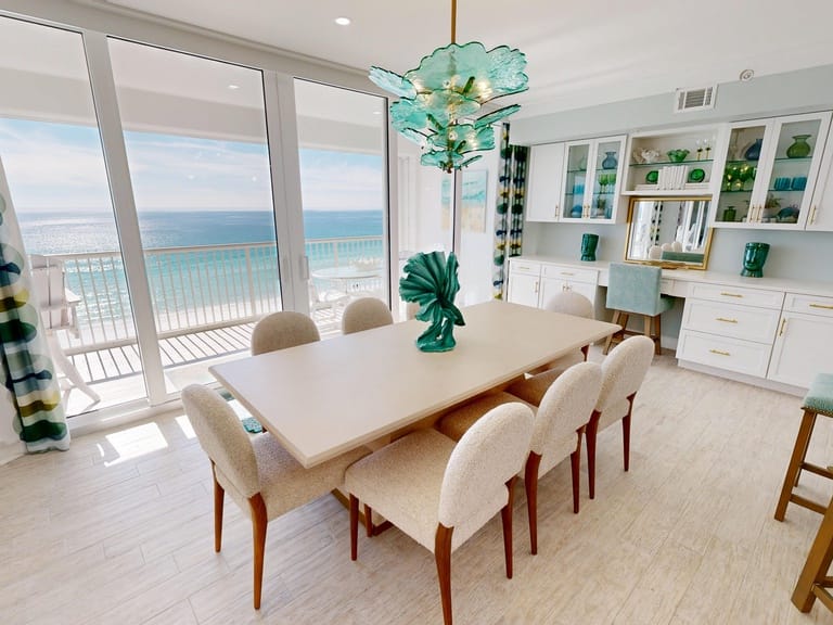 Dining room with ocean view.