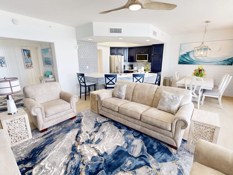 Modern open-concept living and dining room.