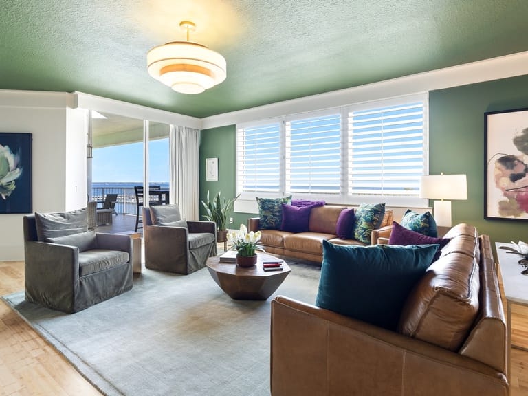Stylish beach living room interior.